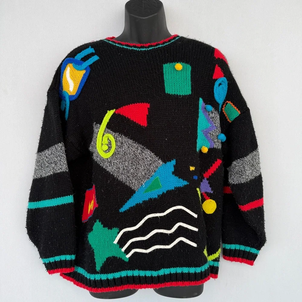 VTG 90s‎ Hollywood & Vine Abstract Sweater Mens Medium Multicolor Geometric